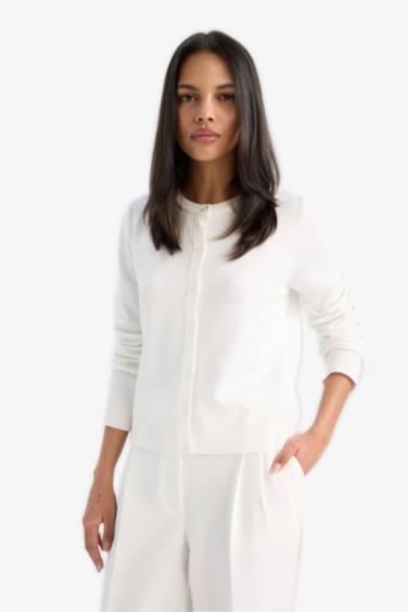 Regular Fit Crew Neck Cardigan