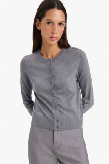 Regular Fit Crew Neck Cardigan