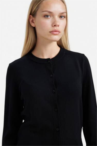 Regular Fit Crew Neck Basic Knitwear Cardigan