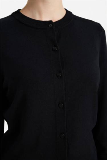 Regular Fit Crew Neck Basic Knitwear Cardigan