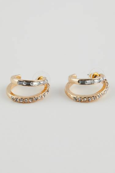 Woman Stone Gold Hoop Earring