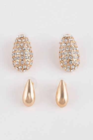 Woman 2 Piece Gold Earrings