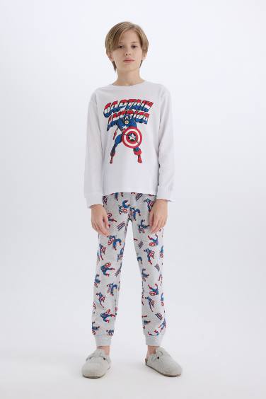 Boy Marvel Comics Long Sleeve Top Bottom 2 Piece Pajama Set