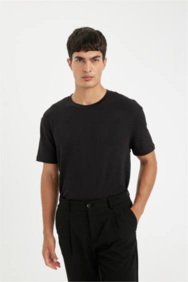 Regular Fit Crew Neck Crinkle Short Sleeve T-Shirt