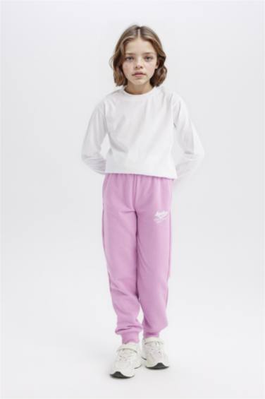 Kız Çocuk Beli Lastikli Baskılı Jogger Eşofman Altı