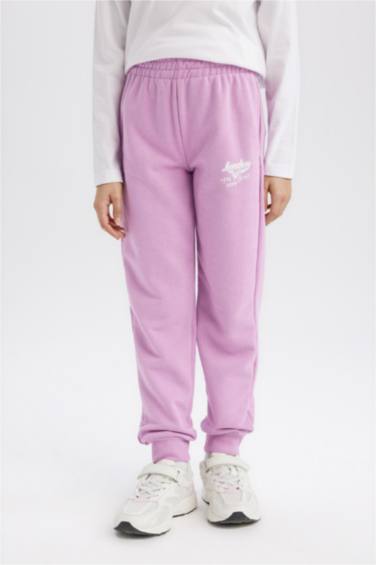 Kız Çocuk Beli Lastikli Baskılı Jogger Eşofman Altı