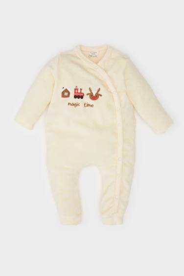 Baby Boy Newborn Snap-On Velvet Jumpsuit