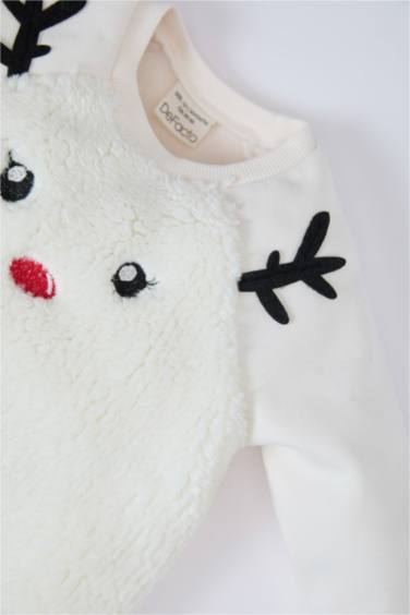 Baby Girl Christmas Themed Plush Sweatshirt Leggings 2 Piece Set