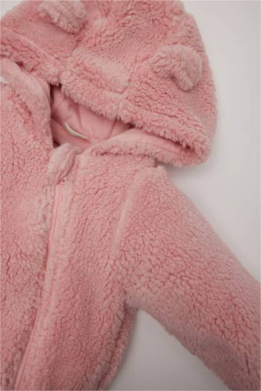 Kız Bebek Yenidoğan Pelüş Uzun Kollu Fermuarlı Tulum