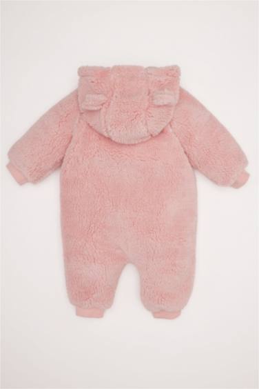 Kız Bebek Yenidoğan Pelüş Uzun Kollu Fermuarlı Tulum