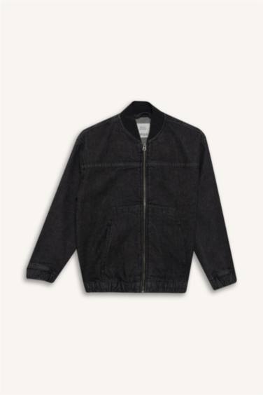 Колледжная джинсовая куртка с бомбер-воротником для мальчиков