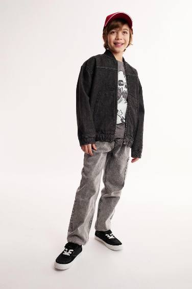 بنطلون جينز كارجو ولادي برجل مطاطي