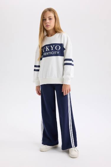 Girl Wide Leg Striped Sweatpants