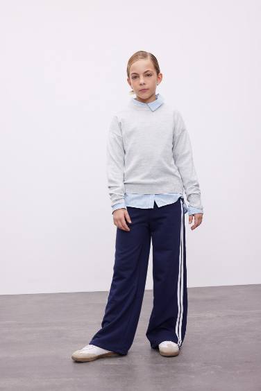 Pantalon Sweatpants rayé à jambes larges pour Fille