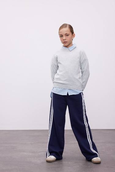 Pantalon Sweatpants rayé à jambes larges pour Fille