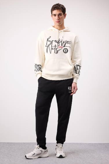 DeFactoFit NBA Wordmark Kalın Jogger Eşofman Altı Standart Fit Cepli Lastikli Paça