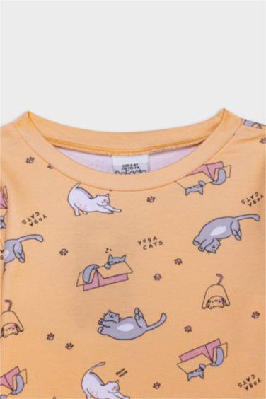 طقم بيجاما بيبي بناتي قصة عادية كم طويل - قطعتين