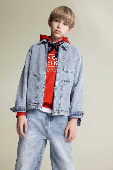 Boy Polo Neck Denim Jacket