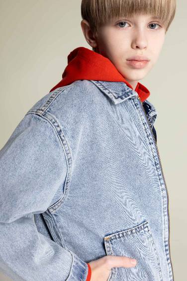 Boy Polo Neck Denim Jacket