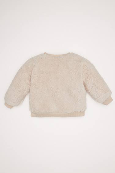 Baby Boy Crew Neck Christmas Themed Plush Sweatshirt