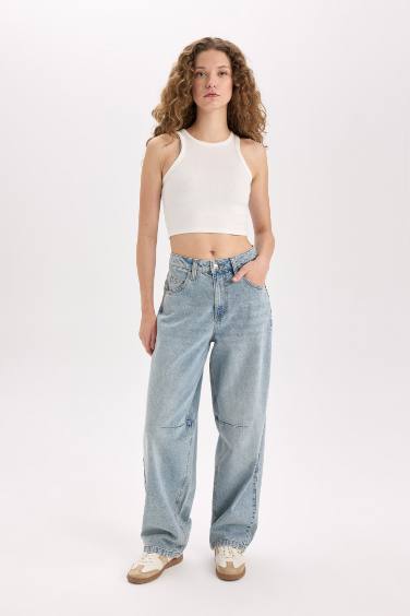 Baggy Fit High Waist Long Jeans