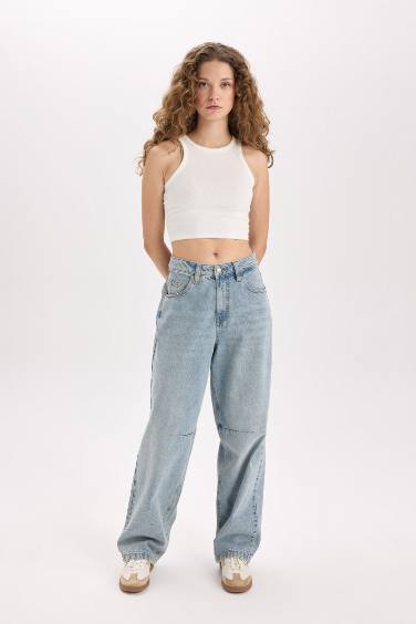 Baggy Fit High Waist Long Jeans
