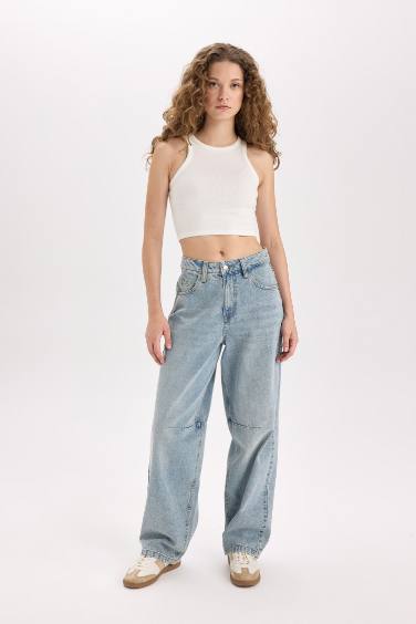 Baggy Fit High Waist Long Jeans