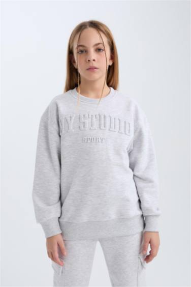 Girl Crew Neck Printed Sweatshirt