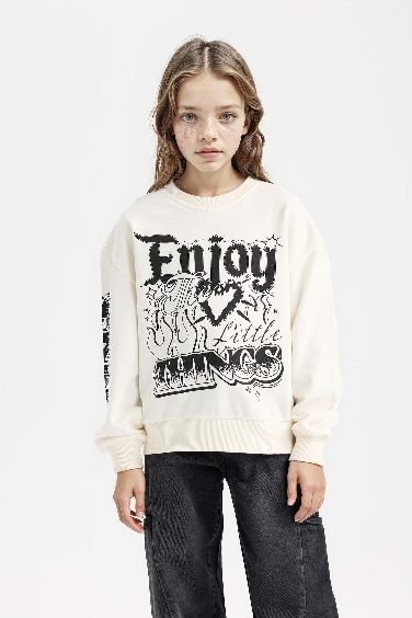 Girl Oversize Fit Mold Crew Neck Sweatshirt
