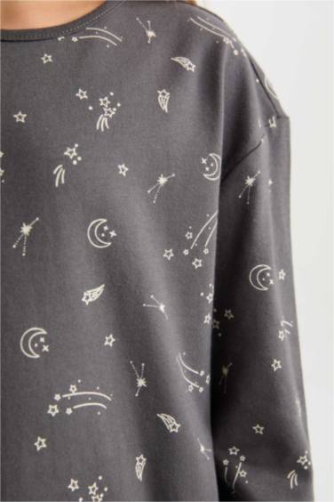 طقم بيجاما بناتي قصة عادية وكم طويل - قطعتين