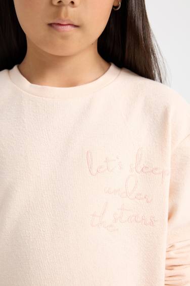 Kız Çocuk Pijama Takımı Uzun Kollu Üst Beli Lastikli Alt