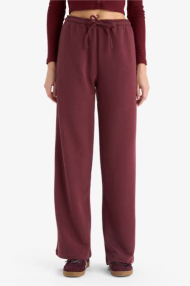 Straight Fit Beli Bağcıklı Basic Düz Geniş Paça Eşofman Altı