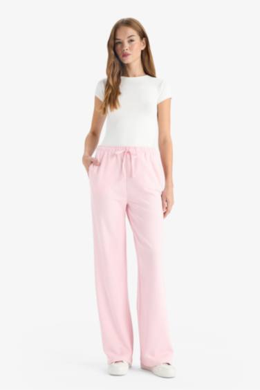 Straight Fit Wide Leg Basic Pocketed Sweatpants