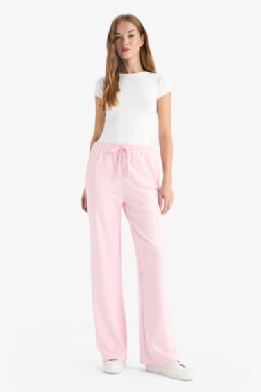 Straight Fit Wide Leg Basic Pocketed Sweatpants