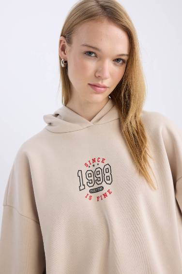 Coool Loose Fit Baskılı Kapüşonlu Sweatshirt