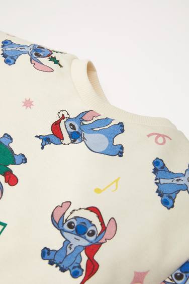 Kız Bebek 2'li Takım Disney Lilo & Stitch Sweatshirt Beli Lastikli Eşofman Altı