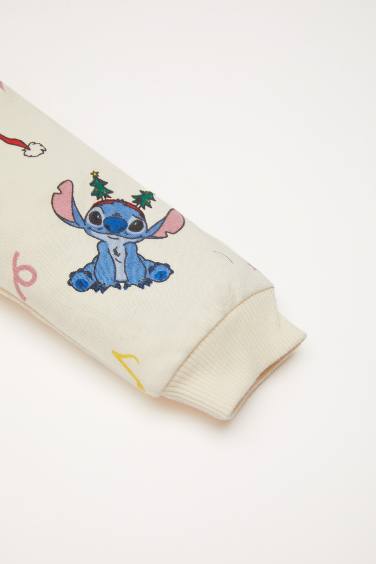 Kız Bebek 2'li Takım Disney Lilo & Stitch Sweatshirt Beli Lastikli Eşofman Altı