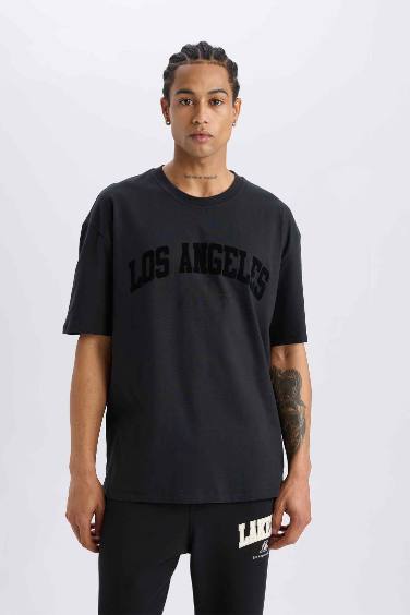 DeFactoFit NBA Los Angeles Lakers Oversize Fit Crew Neck Sports T-Shirt