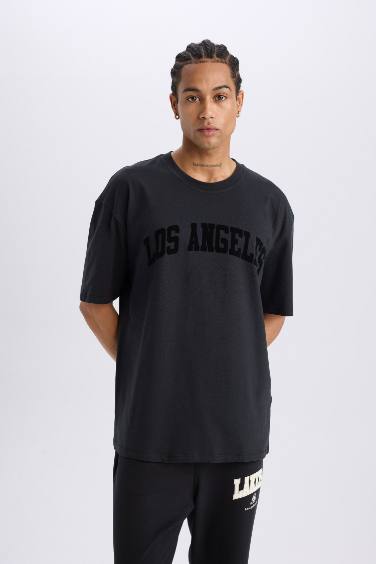 DeFactoFit NBA Los Angeles Lakers Oversize Fit Crew Neck Sports T-Shirt