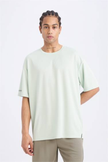 DeFactoFit Boxy Fit Crest Printed Sports T-Shirt