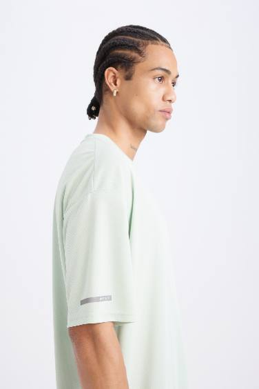 DeFactoFit Boxy Fit Crest Printed Sports T-Shirt