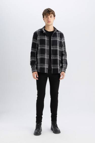 %100 Pamuk Regular Fit Kareli Oduncu Flanel Uzun Kollu Gömlek