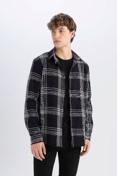 %100 Pamuk Regular Fit Kareli Oduncu Flanel Uzun Kollu Gömlek
