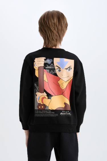 Erkek Çocuk Avatar the Last Airbender Bisiklet Yaka İçi Yumuşak Tüylü Sweatshirt