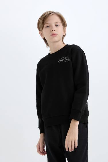 Erkek Çocuk Avatar the Last Airbender Bisiklet Yaka İçi Yumuşak Tüylü Sırt Baskılı Sweatshirt