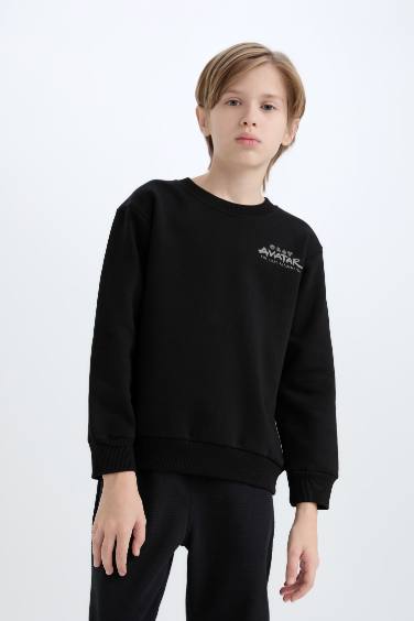 Erkek Çocuk Avatar the Last Airbender Bisiklet Yaka İçi Yumuşak Tüylü Sırt Baskılı Sweatshirt