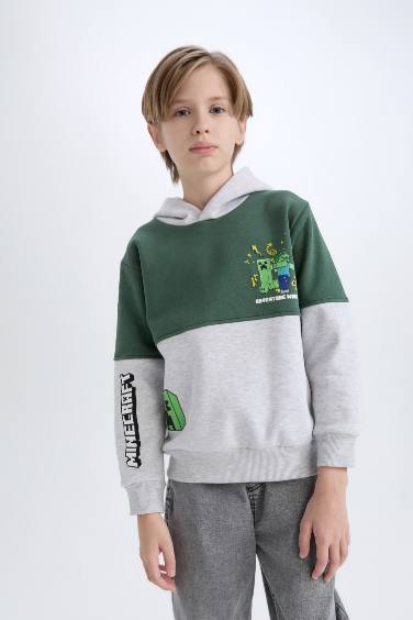 Erkek Çocuk Minecraft Kapüşonlu Sweatshirt