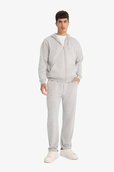 Regular Fit Basic Düz Beli Bağcıklı Düz Paça Cepli Eşofman Altı
