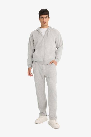 Regular Fit Basic Düz Beli Bağcıklı Düz Paça Cepli Eşofman Altı