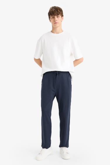 Regular Fit Basic Düz Beli Bağcıklı Düz Paça Cepli Eşofman Altı